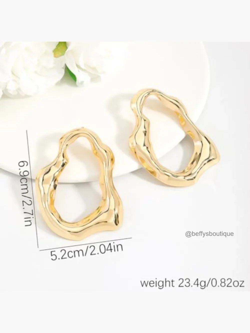 Large Geometric Pleated Hollow Dangling Earrings for Women Trendy Statement - Picture 2 of 7